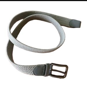 Men's Vintage Woven Belt in Light Gray - Casual Elastic Braided Belt 43" X 1.5"
